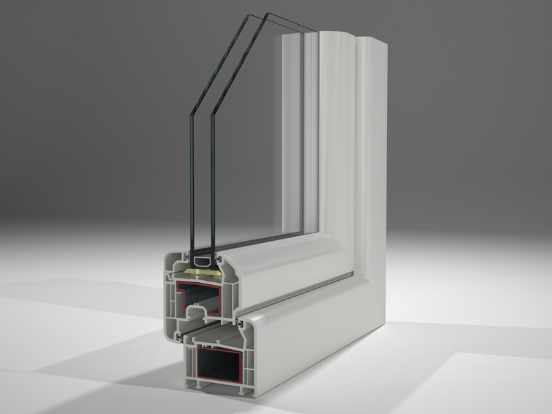 مقطع عرضي لنافذة PVC - PVC window cross-section